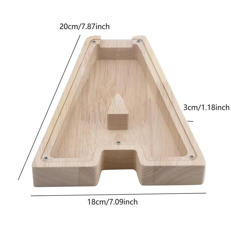 18cm Twenty-six Letter Piggy Bank Wooden Coin Money Saving Box Jar Coins Storage Box Desktop Ornament Home Decor Craft Xmas Gift