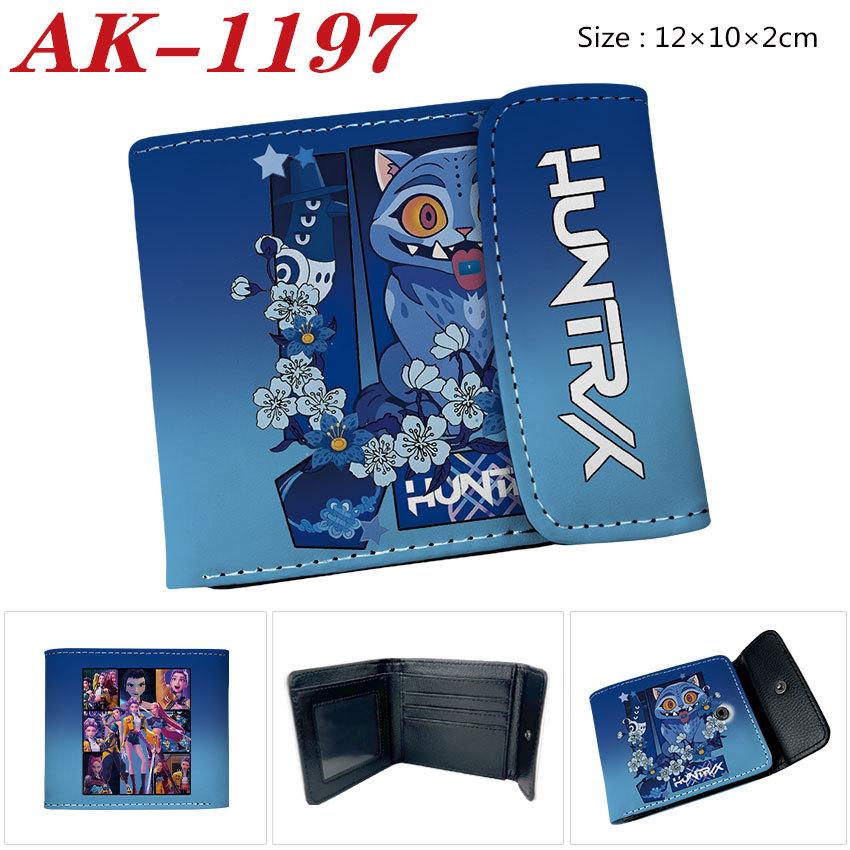 Anime Demon Huntress Group Merchandise Bifold Wallet PU Snap Button Short Purse Cartoon Card Holder Purple