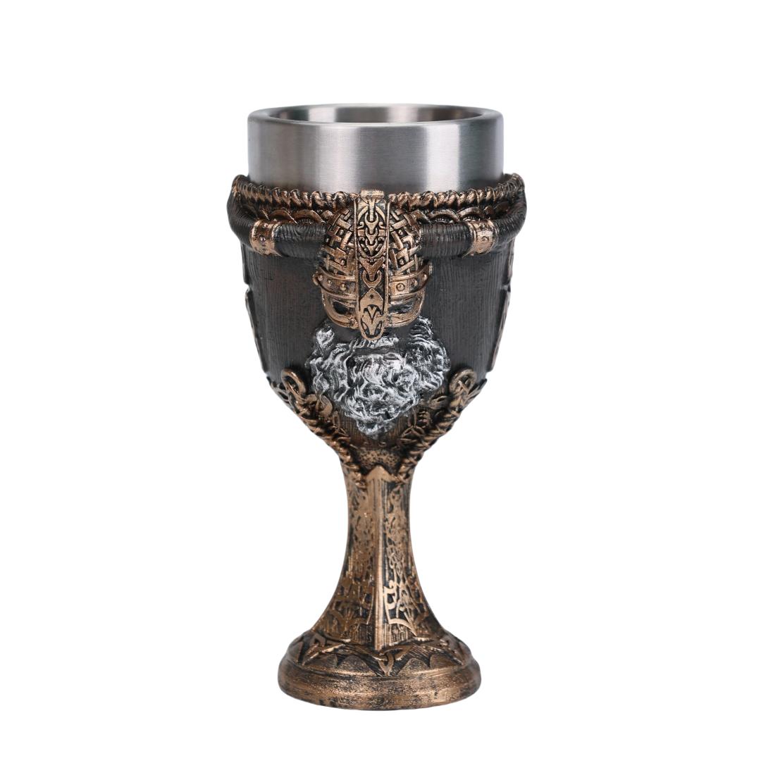 2026 Viking Ship Drakkar Fly Dragon Skull Goblet Stainless Steel Insert Halloween Wine Glass Retro Skull Chalice Cup Shot Glass 100-200ml(3.6-6.8oz)