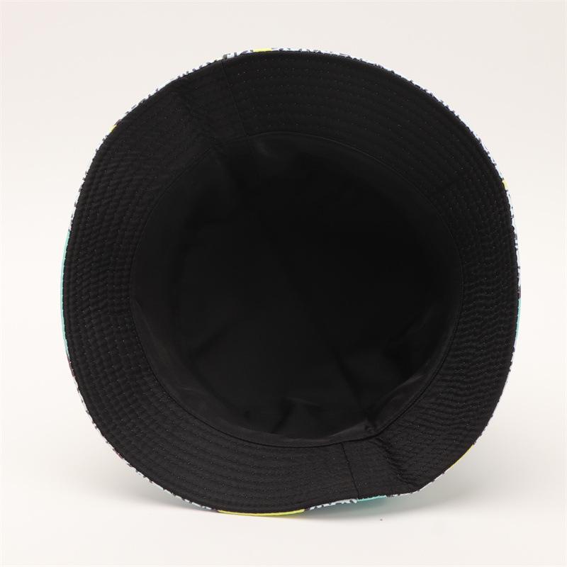 Reversible Digital Print Bucket Hat Diamond Lattice Pattern Sun Bonnet Trendy Short Brim Fisherman Cap Two-Side Wear Basin Hat