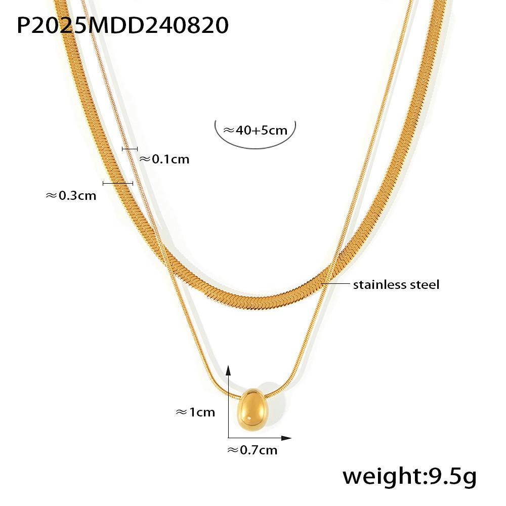 Trendy Double-Layer Waterdrop Pendant Necklace with Letter & Heart Diamond Inlay for Women