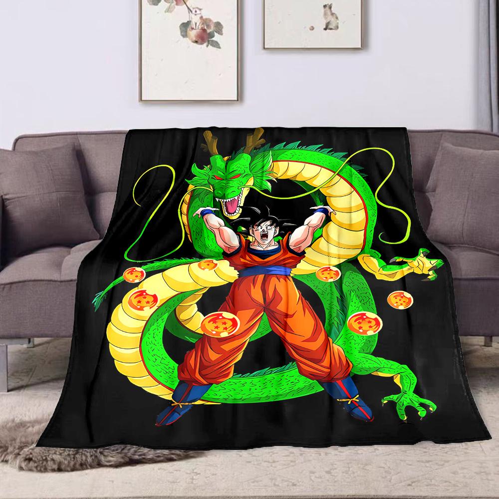 Dragon and Fighter with Dragon Balls Patterned flannel blanket perfect for the bedroom living room, sofa, or a little nap