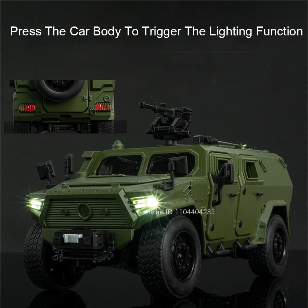 1:18 Dongfeng M-terrain Legierungsauto Spielzeug Miniaturmodell Diecast Militärfahrzeug Sound Licht Rückzug Türen geöffnet Kind Weihnachtsgeschenk