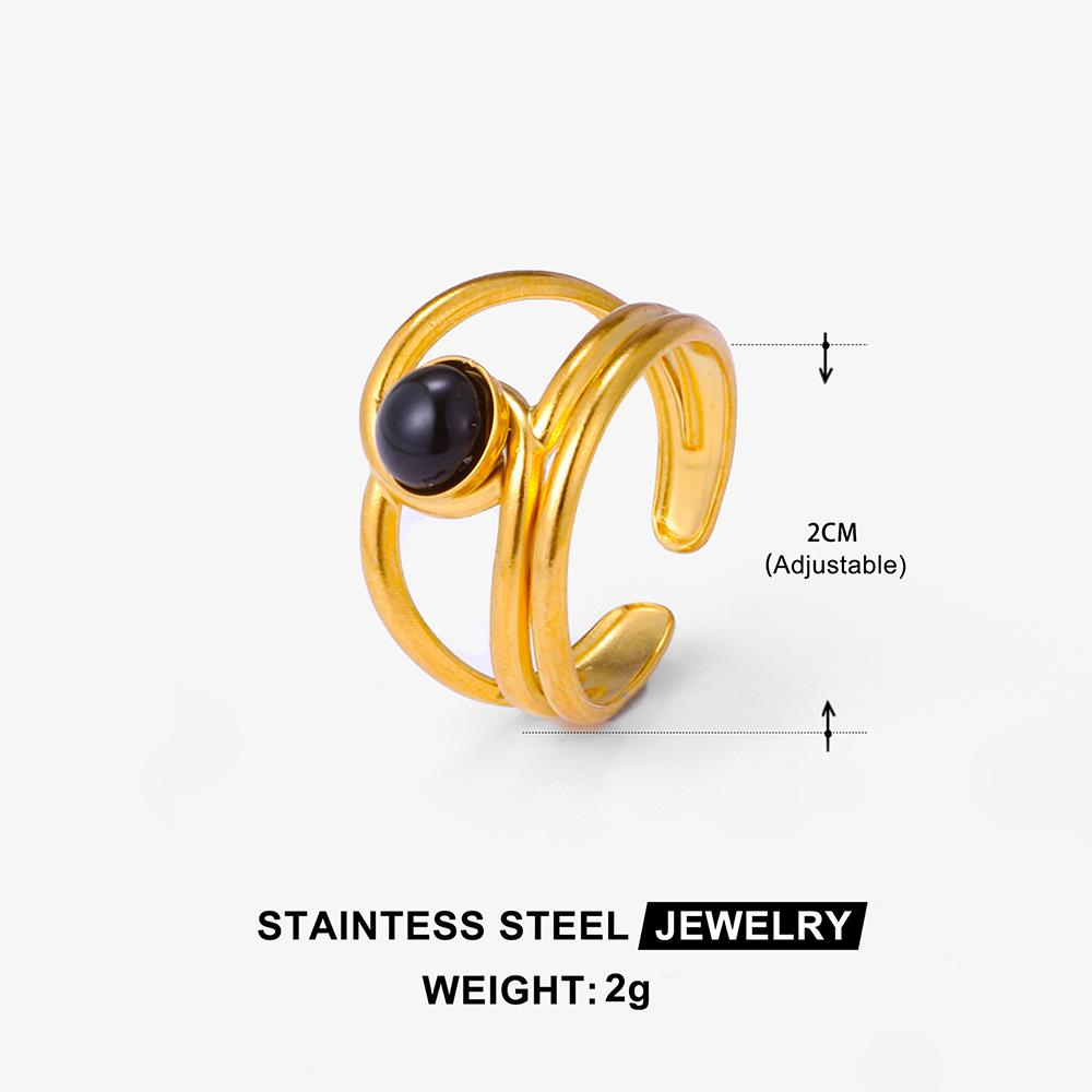 Boho Mehrfarbiger Türkis Edelstahl Offener Ring, Umweltfreundlich & Lichtecht, Schlichtes Titanstahl Design für Damen