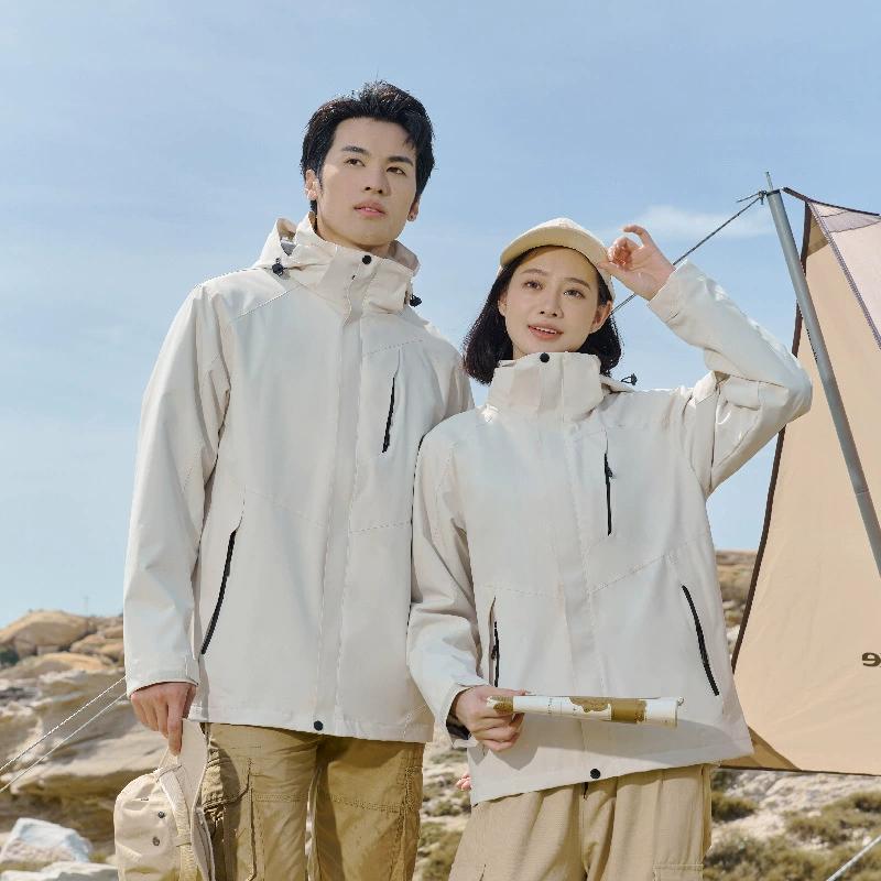 Autumn Winter Outdoor Jacket Men's and Women's Three-in-one Two-piece Couple Mountaineering Suit Detachable Waterproof and Windproof Jacket Overalls