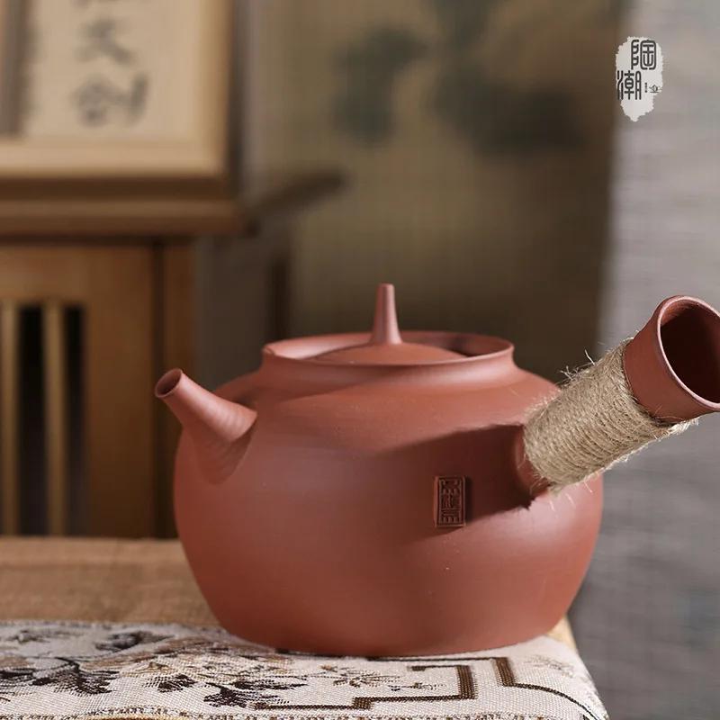 Bollitore con infusore da tè in argilla Set teiera in ceramica per bollire Teiera Zen fatta a mano Scalda teiera Teaware portatile in ceramica