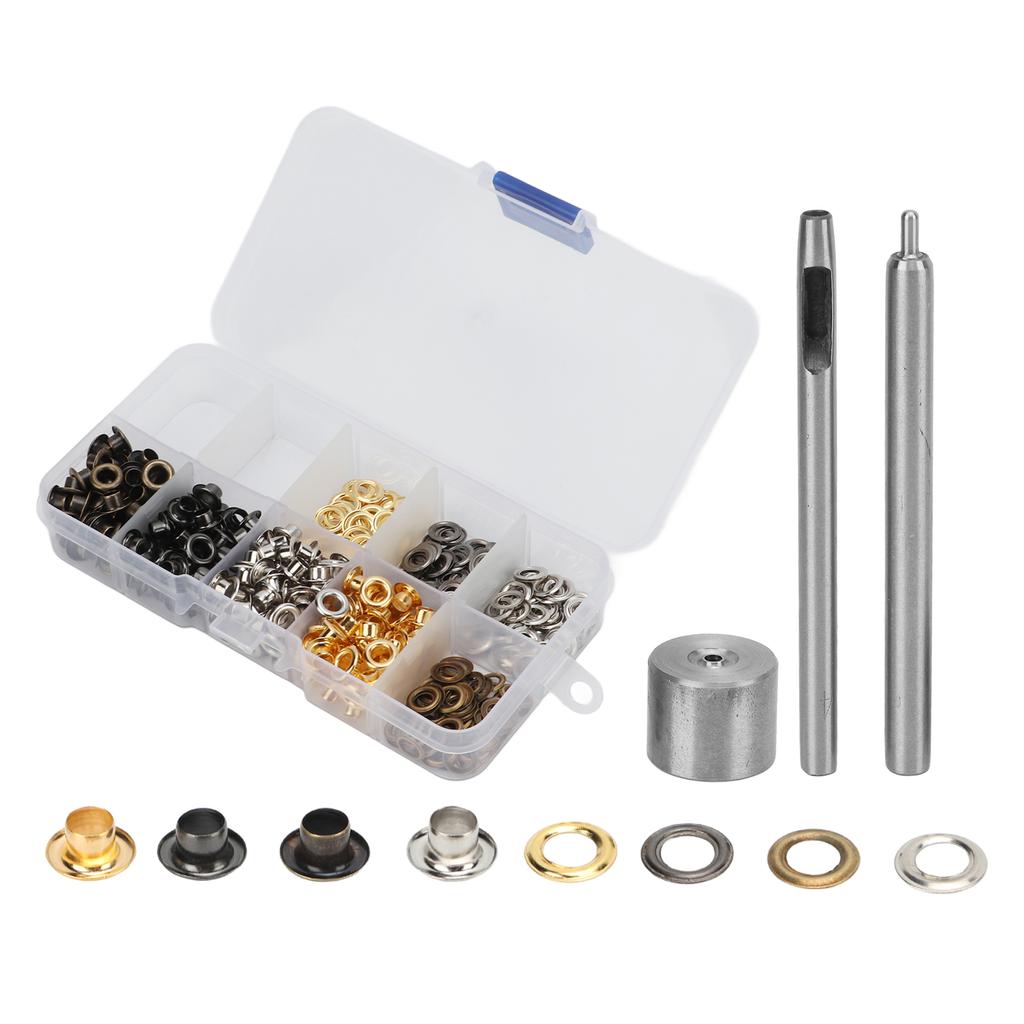 240pcs Grommets 4mm DIY Plated Practical Small 4 Colors Metal Eyelets Grommets Ornament Sets Tool