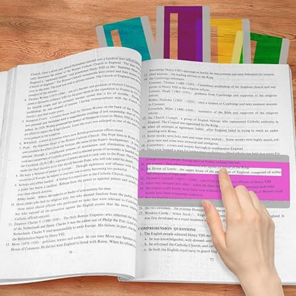 8pcs Guided Reading Strips Highlight Strips Bookmarks Overlays Multicolor Reading Tracking Rulers for Dyslexics Reading Tools