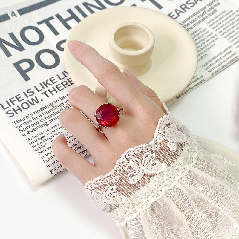 Schmuck Kupferboden Vergoldet Simulation Blauer Spinell Schlichter Ring Hauptstein 16Mm