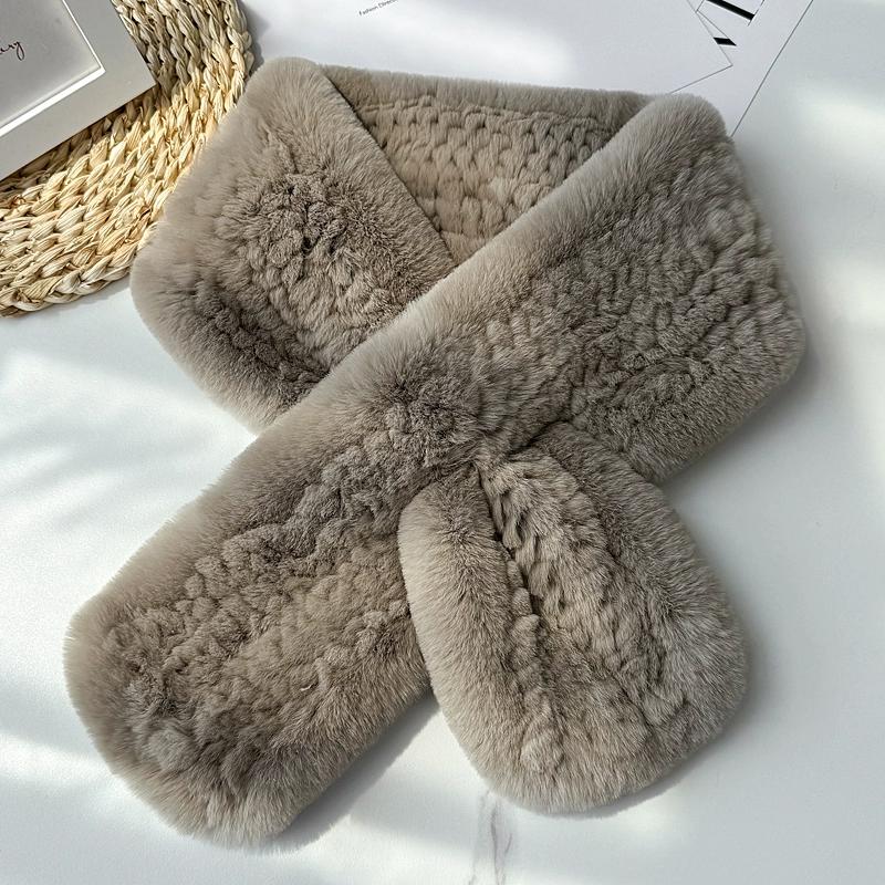 Otter Rabbit Scarf Women's Temperament Versatile Cute Neck Pad Thickened Warm Scarf Reversible Real Wool Woven Fur Collar