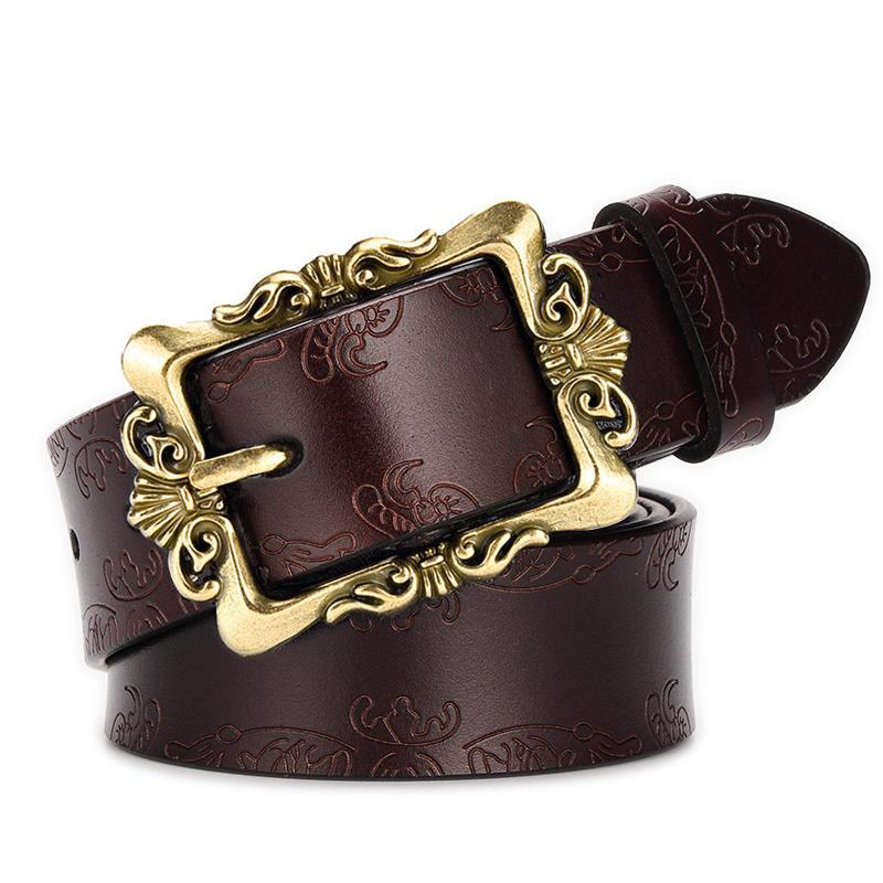 Ceinture en Cuir pour Femme Simple Polyvalente Large en Cuir pour Femme Décorative Décontractée Mode Étudiant Ceinture pour Jean Tendance 105CM black