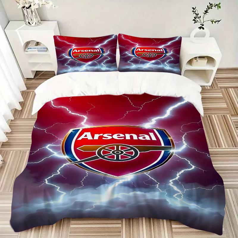 Juego de Ropa de Cama para el Hogar con Rayos y Escudo del Arsenal Football Club, 3 Piezas - Traje Universal de Tres Piezas para Dormitorio, Habitación de Invitados, Sala de Estar, Decoración de Hotel