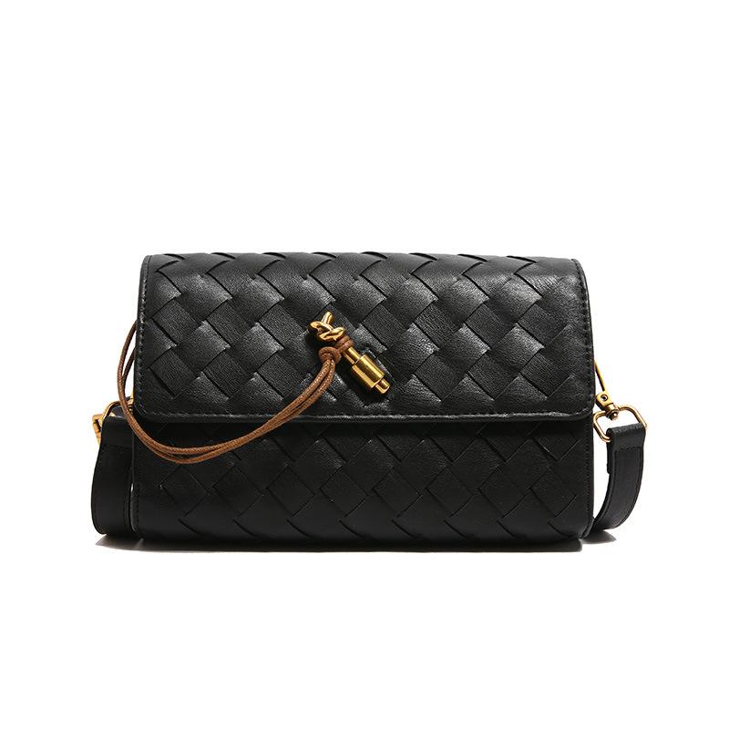 Hand-woven Lock Small Square Bag Fashion Woven Bag Simple Shoulder Messenger Women's Bag