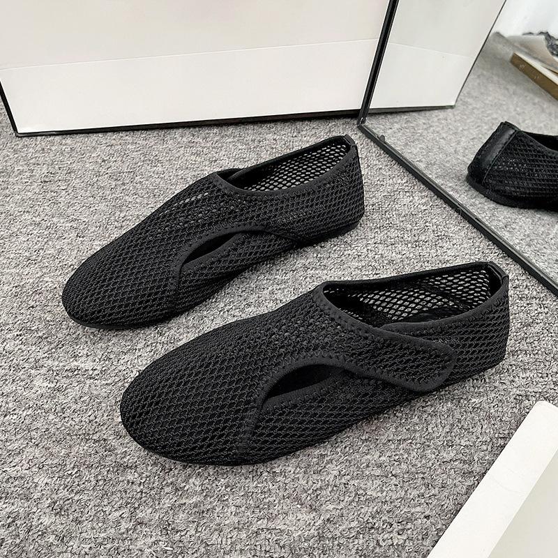 

Fashion breathable versatile mesh 2025 summer flat-bottomed casual shoes women s hollow fishing net new sports little white shoes 40 чёрный