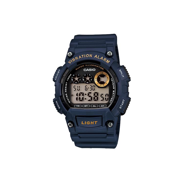 CASIO YOUTH Quartz Movement Resin Strap Watch Men s Watches Black Dial W-735H-2A Blue Strap