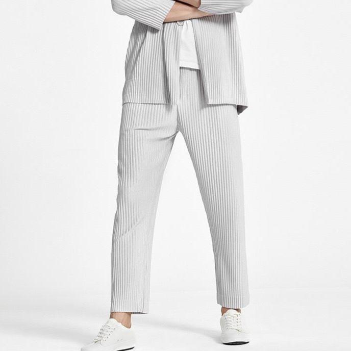 Pleated Pants Men's Pleated Drape Elastic Radish Pants Casual Japanese Men's Nine-point Pants