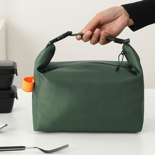 Large Capacity Insulated Lunch Bag for Lunchboxes, Thermos Compatible, Waterproof and Oil-Resistant Oxford Cloth, Soft Cooler Function, Snap Button Cl