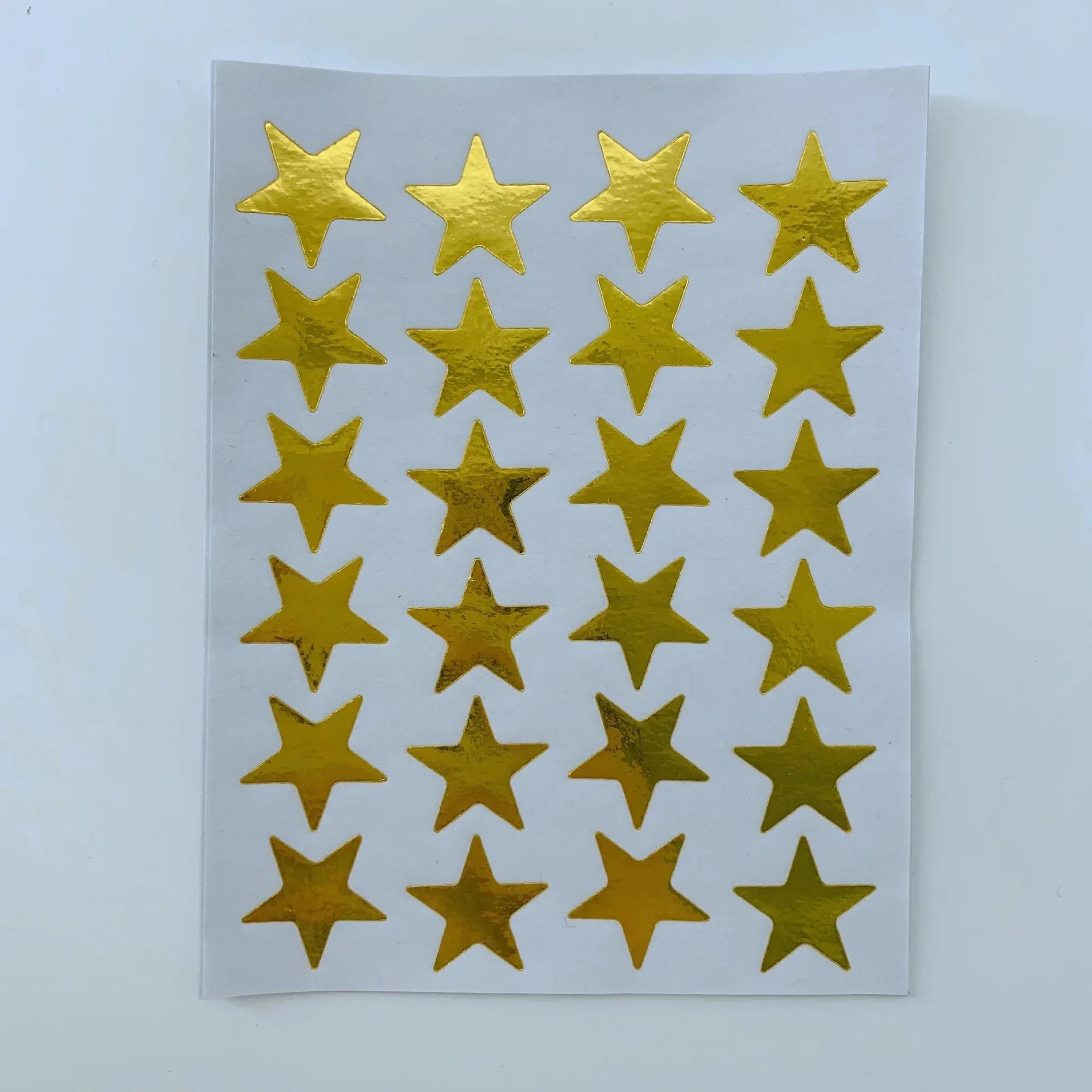 10sheets/bag Mini Gold Five-pointed Star Sticker Scrapbook Decor Materials Kindergarten student Rewards Thank You Sticker