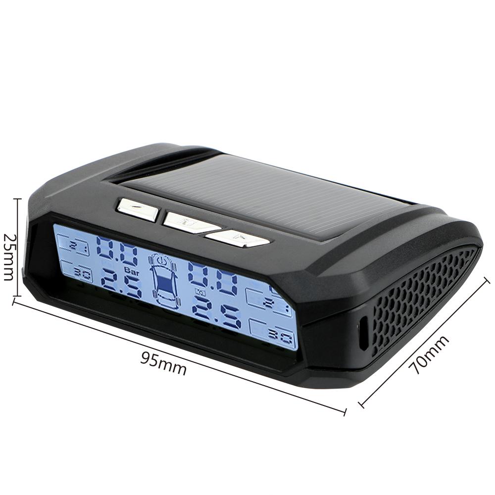 Car Tyre Pressure Monitor Solar TPMS Tire Pressure Monitoring System Temperature Warning Fuel Save With 4 External Sensors
