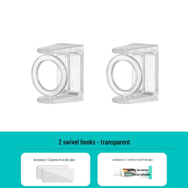 360° Rotating Transparent Wall-Mounted Retractable Hanging Rod Bracket