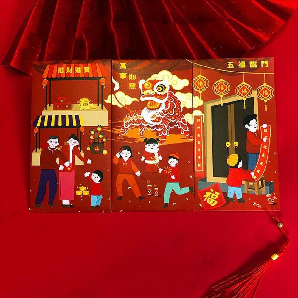 

6Pcs Traditional Snake Year Red Envelope Paper Money Packet Party Gifts Style A