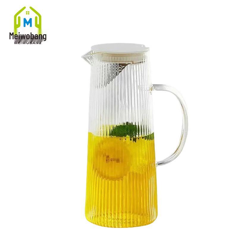 Striped Borosilicate Glass Water Pitcher