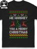 Unisex T-shirt Funny Whiskey T-Shirt - We Whiskey You A Merry Xmas Retro Reindeer & Whisky, Plus Size Cotton Tee Su