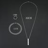 3pcs Stainless Steel Suit Zircon Set For Men, Hip-hop Rectangle Pendent Necklace, Bracelet And Ring Set
