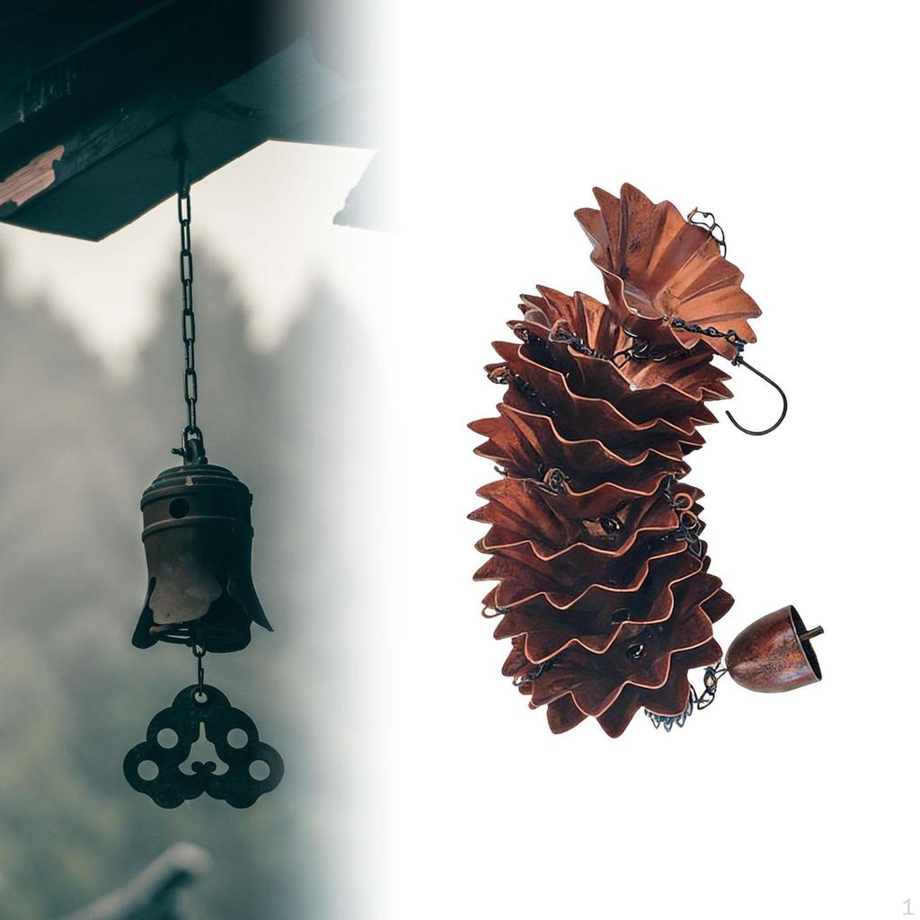 Metal Rain Chains Garden Wind Chime 4.95ft Retro Hanging for Park Roofs Eaves Drainage