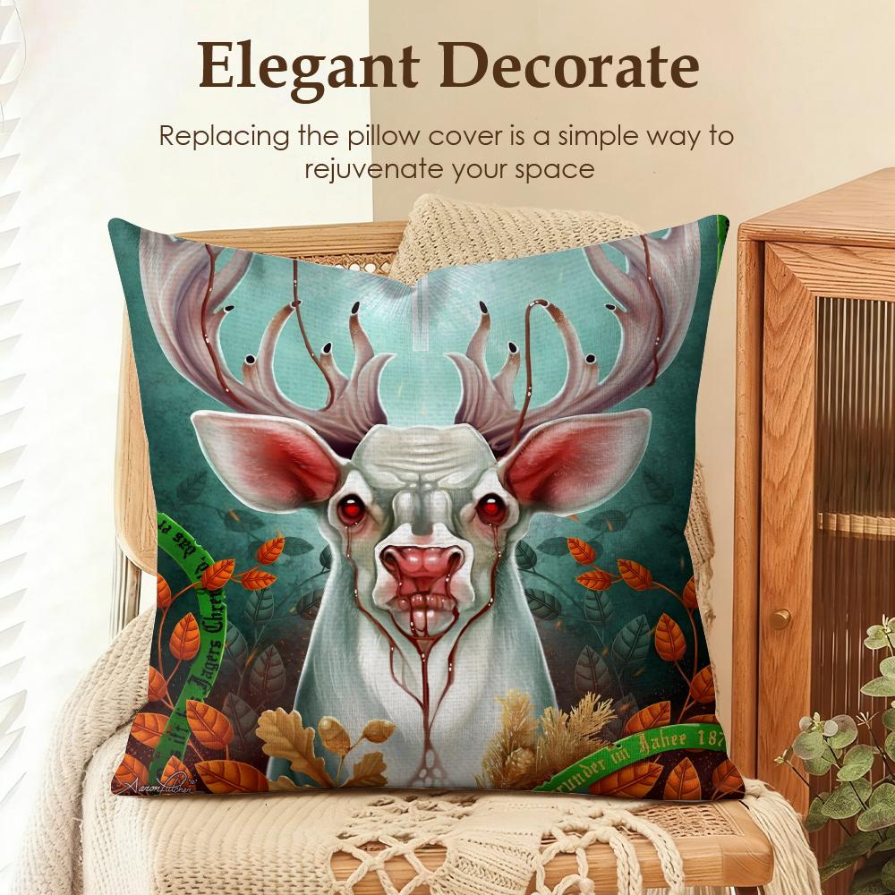 Fashion JJaegermeisterS Cushion Cover Natural Linen Organic Fabric DoubleSided Printing Sofa Home Decor Gift Pillow Case