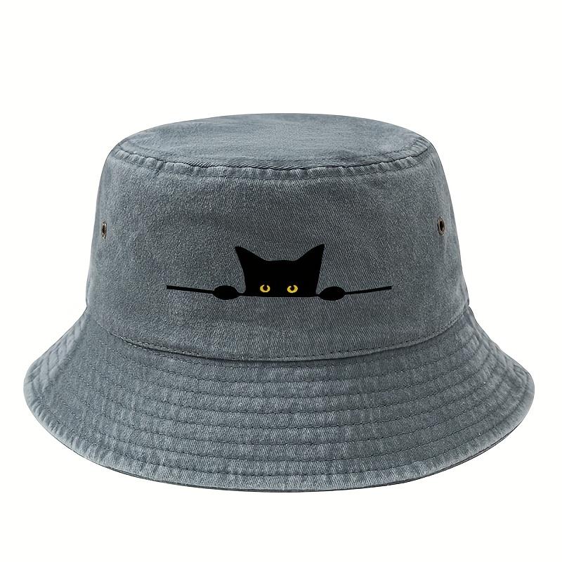 Unisex printed cartoon cat pattern fisherUnisex hat, fashionable and lightweight outdoor sun hat, fishing camping trip