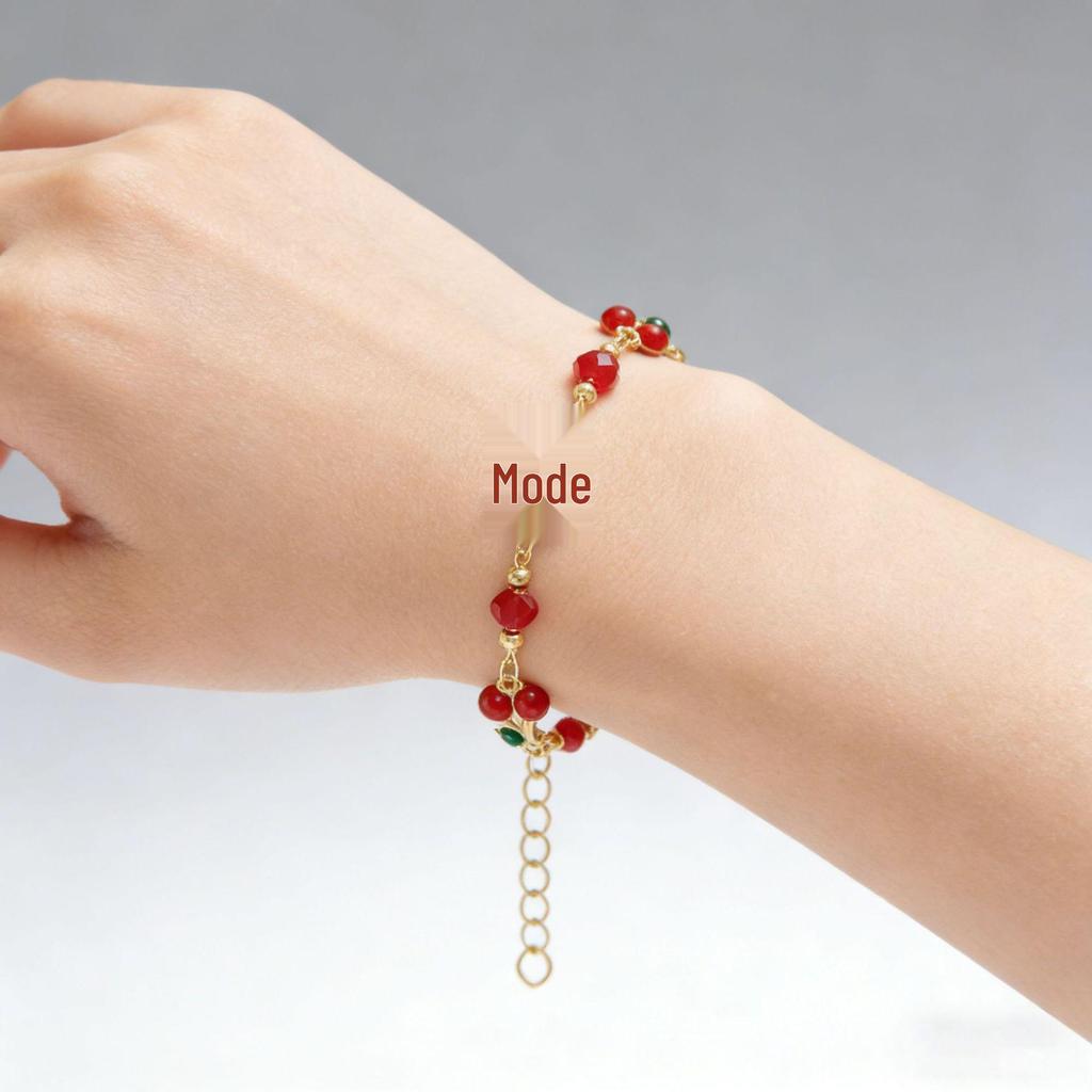 Elegant Cross-Border Cherry Pendant Bracelet - High-End Colorful and Fresh
