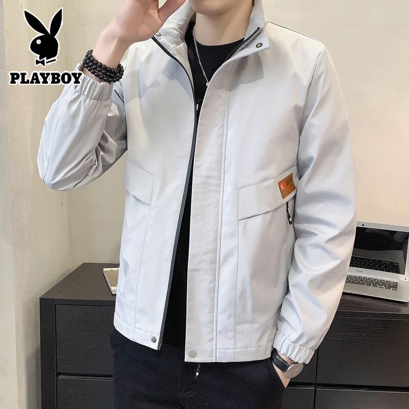 PLAYBOY Men s Stand-Collar Windproof Fleece-Lined Jacket L