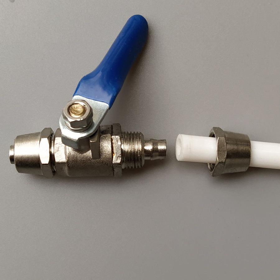 4-Way to 2-Way Tee Connector Water Purifier Valve with Switch, One-Piece Copper Alloy Ball Valve.