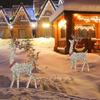 Decorações de rena iluminadas de Natal, enfeites de veado de plástico brilhantes com luzes LED para exibição de feriados em ambientes internos e externos