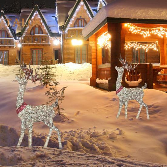 Χριστουγεννιάτικα στολίδια από τάρανδο Λαμπερά πλαστικά στολίδια ελαφιού με φώτα LED για εσωτερικές εξωτερικές εμφανίσεις διακοπών