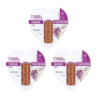 3 Spools of Copper Metallic Twine 25 M