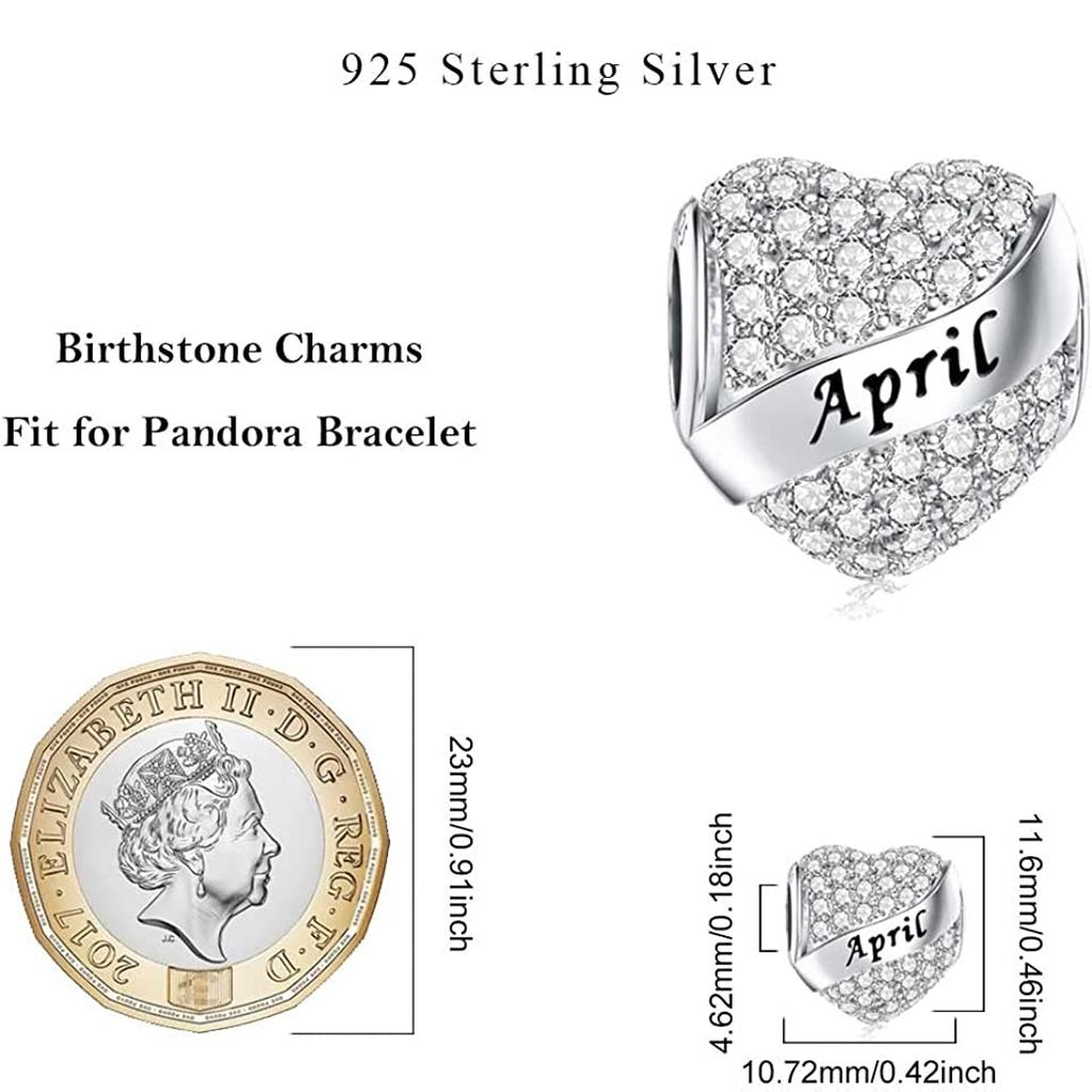 Authentic Copper Plated Twelve Month Birthstone Heart Eternity Decorative Charms Beads Pendant Charm Fit Original Fashion Bracelet For Women Jewelry