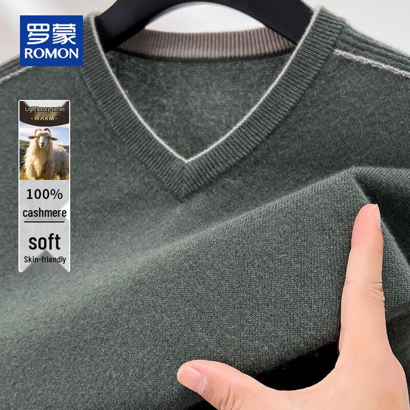 

ROMON Men s 100% Cashmere V-Neck Pullover Sweater L