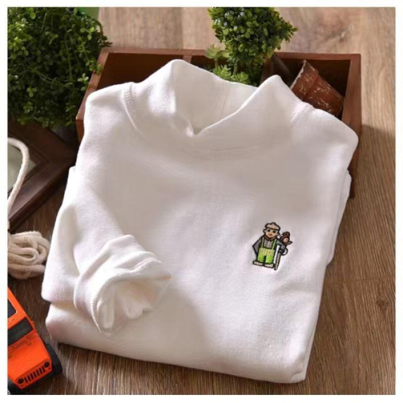 Boys De Rong Half Turtleneck Base Layer Shirt Autumn Winter Embroidered Long Sleeve Top Medium Large Kids Thermal Underwear 110