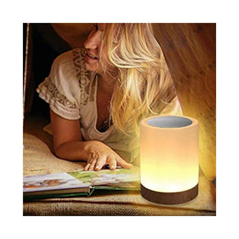 Led Colorful Creative Wood Grain Rechargeable Night Light Bedside Table Lamp Atmosphere Light Touch Pat Light