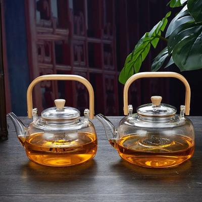 Tetera de Vidrio de 1000 ml Ceremonia del Té China Tetera Transparente con Filtro Mango de Madera para Cocina Eléctrica de Cerámica Cafetera para el Hogar y la Oficina