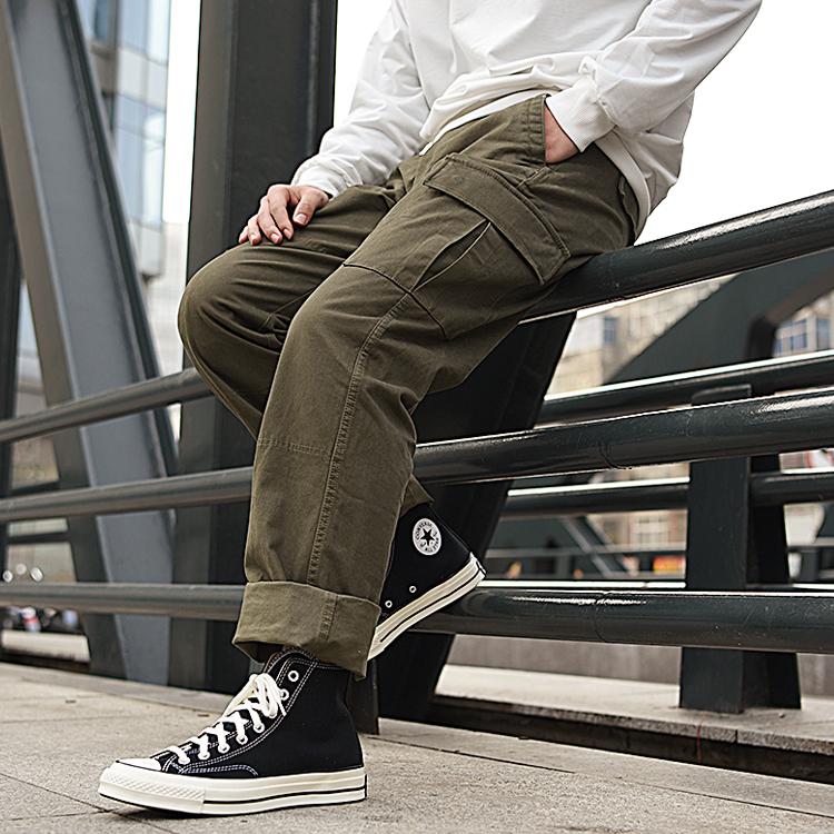 Vans Loose Fit Solid Color Straight Leg Cargo Pants Men bottoms Green VN0A5FJHKCZ