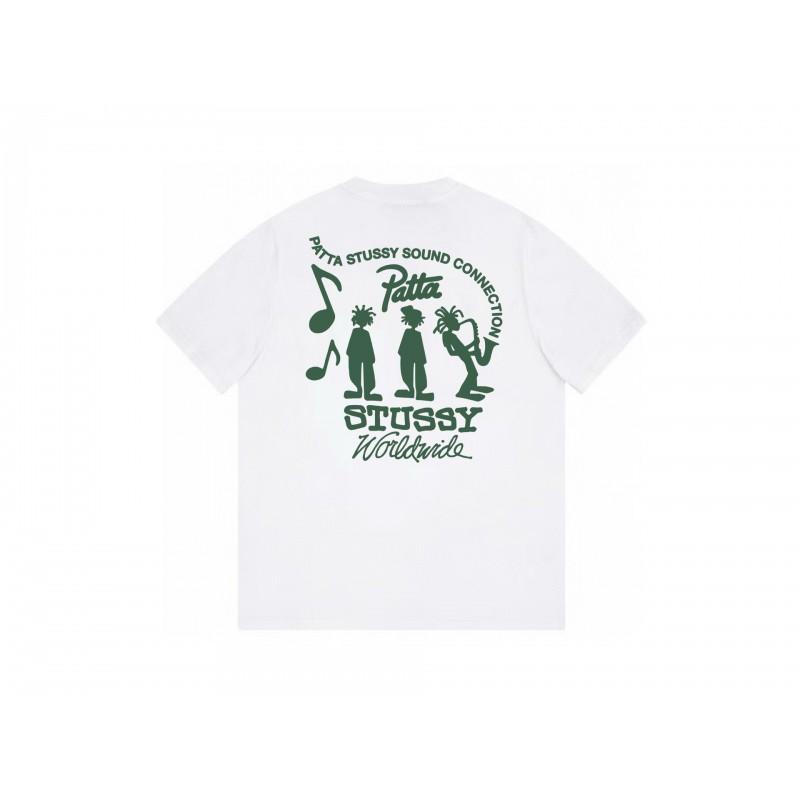 Stussy Short Sleeve T-Shirt Teens Loose Fit 270g Cotton Round Neck Casual Wear