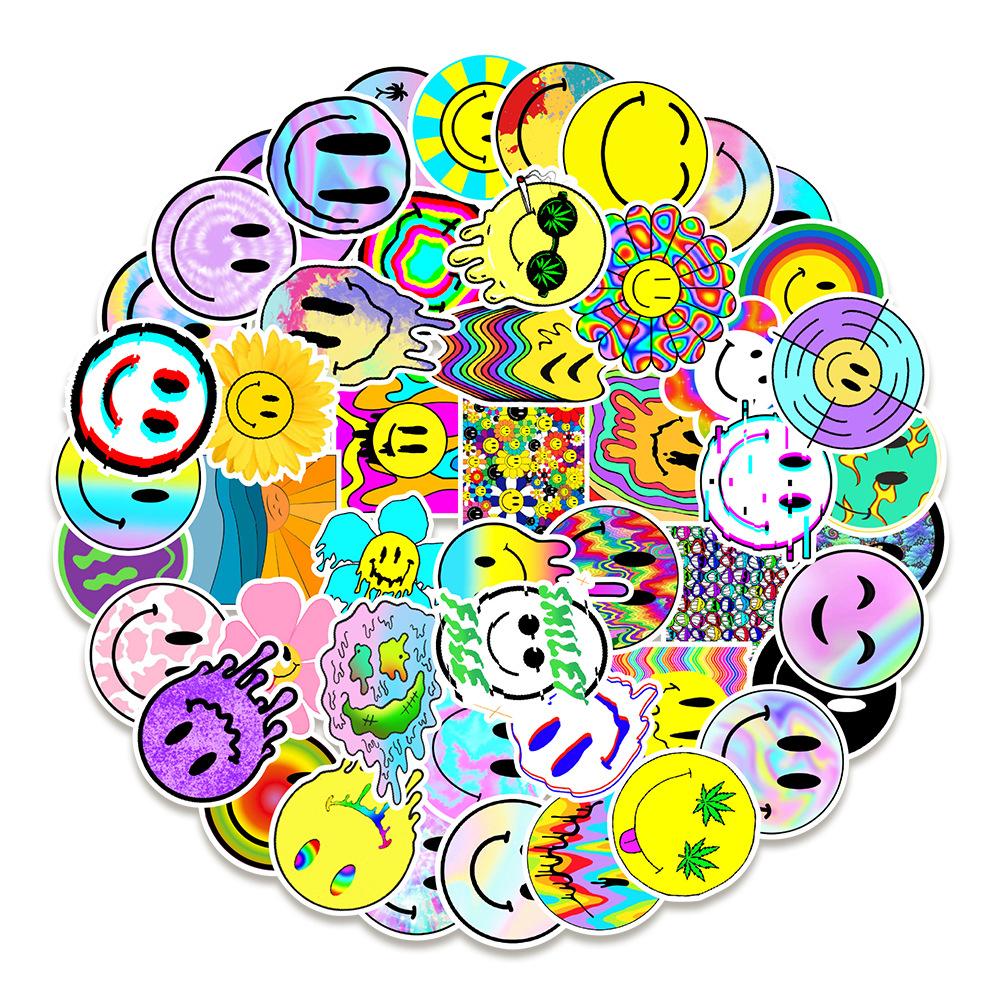 50 Smiling Faces Graffiti Stickers Car Suitcase Water Cup Computer Waterproof Stickers