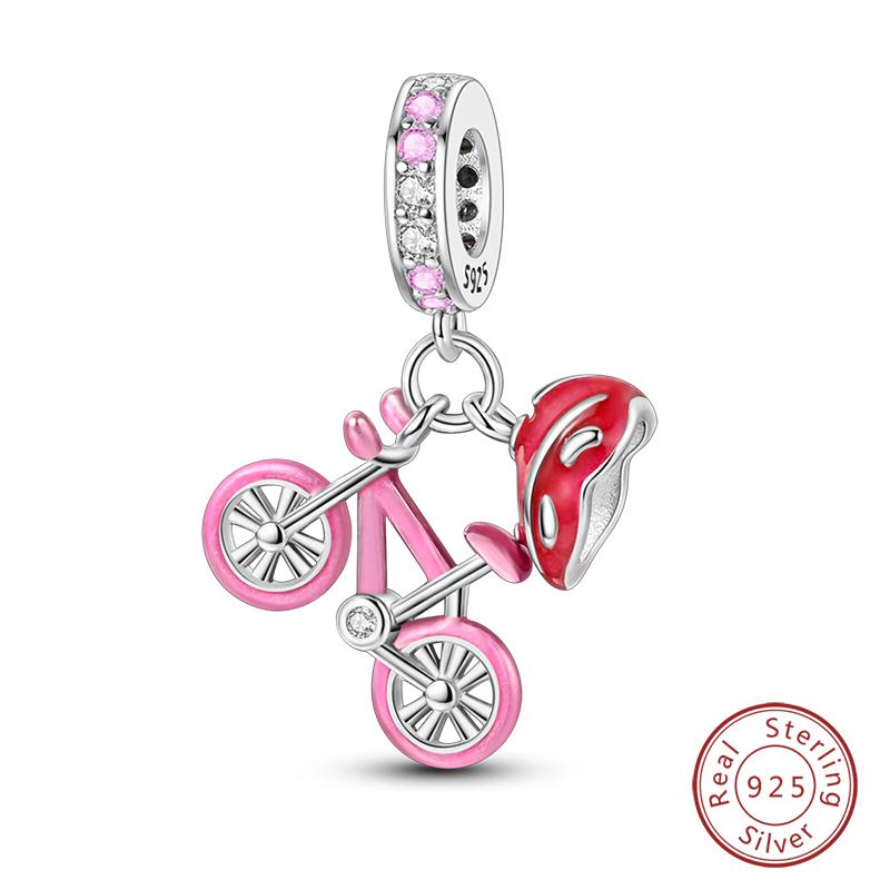 925 Silver Motorcycle Sports Car Bicycle Charms Pendents Fit Qikaola Original Bracelets Fine DIY Birthday Jewelry Gifts