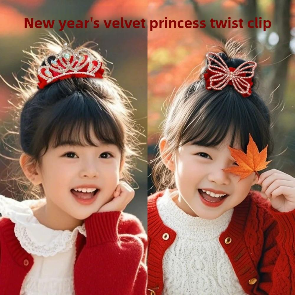 Pearl Children's New Year Crown Rhinestone Hair Clip Crab Photographic Headwear