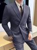 Men's Slim Fit Double-Breasted Suit - British Style Business & Wedding Attire