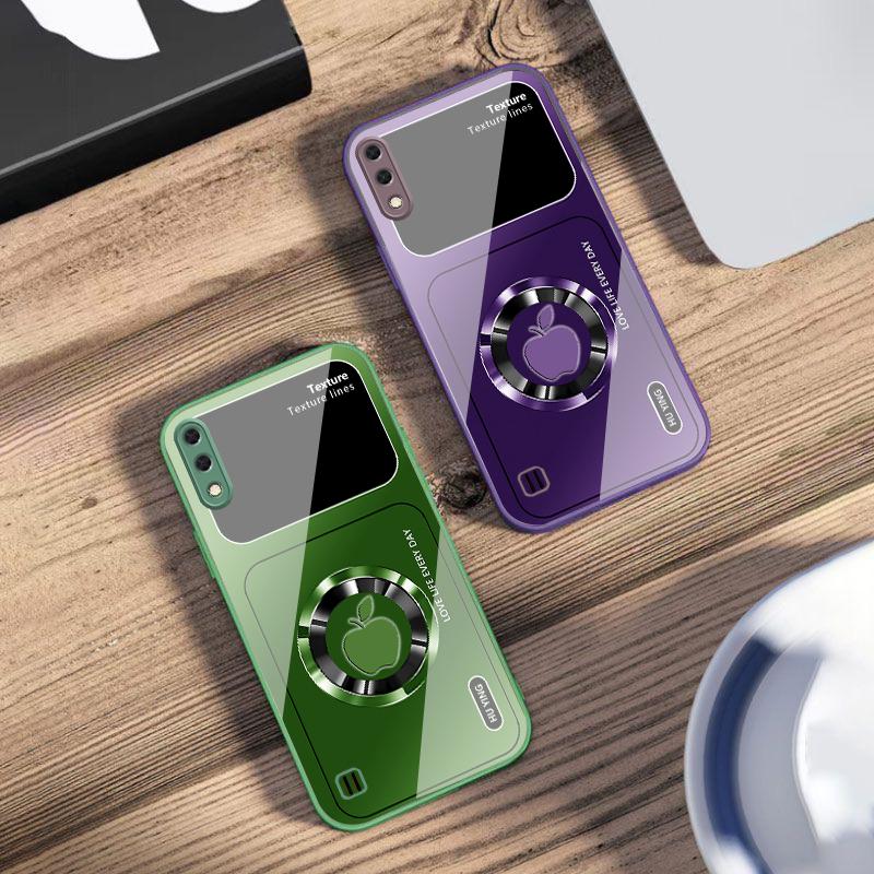 Silver circle apple icon For Samsung M02 12 Note 8 9 10 20 A 01 A02 A03 Core 04 05 06 10 12 13 14 15 A16 glass Ultra phone case