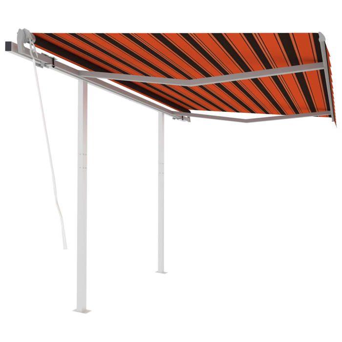 VidaXL Auvent rétractable automatique poteaux 3,5x2,5 m Orange marron 3069930